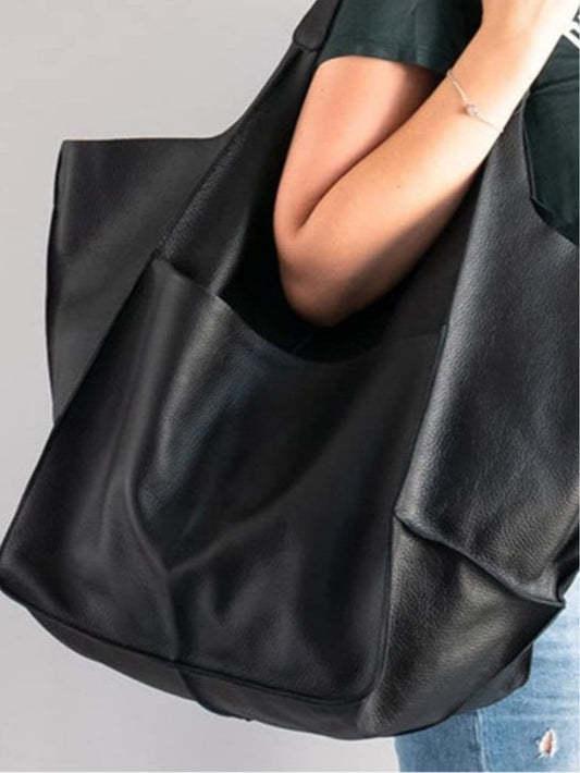 Elena-Bolso de hombro sencillo, grande y de gran capacidad, de piel suave