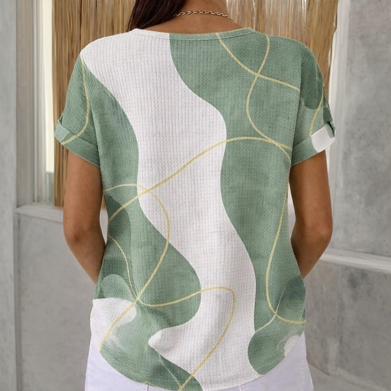 Marta-Blusa informal con bloques de color