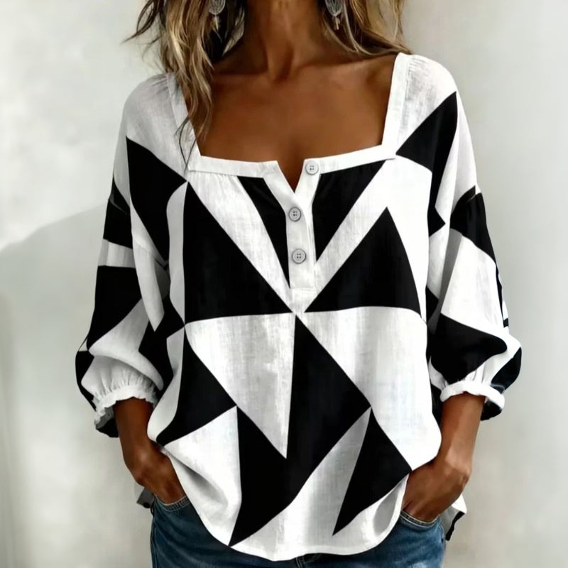 Maria-Blusa informal con estampado geométrico