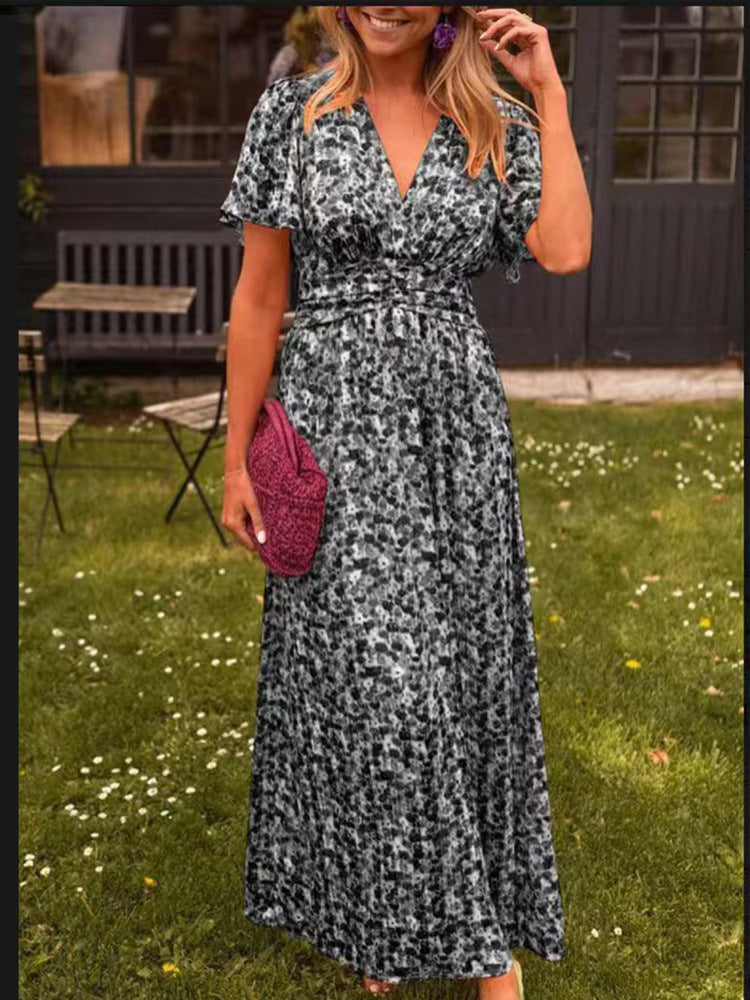 Élina - Vestido largo fluido con estampado floral