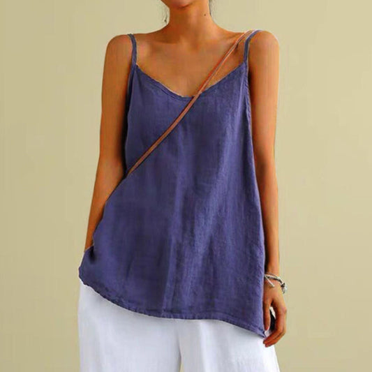 Inmaculada-Camiseta sin mangas informal de color liso