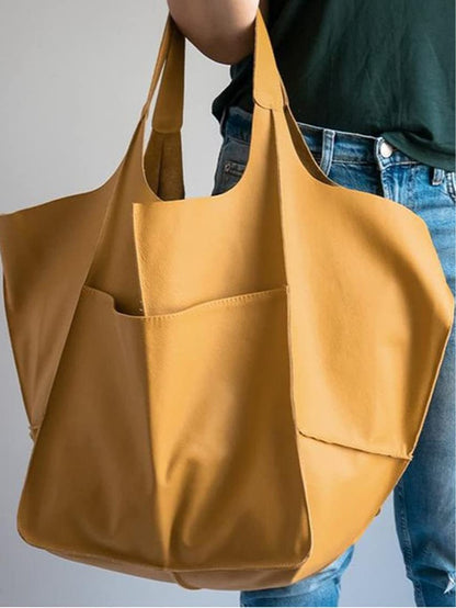 Elena-Bolso de hombro sencillo, grande y de gran capacidad, de piel suave