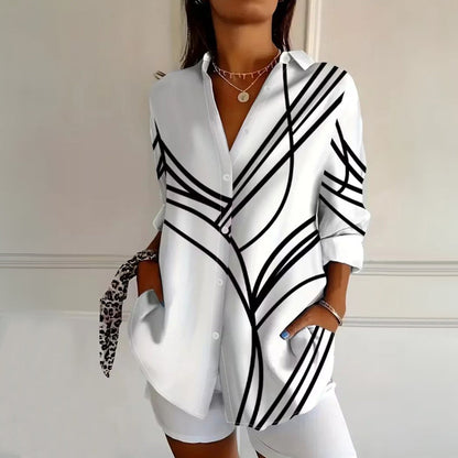 Ani-Blusa casual estilo vintage de manga larga