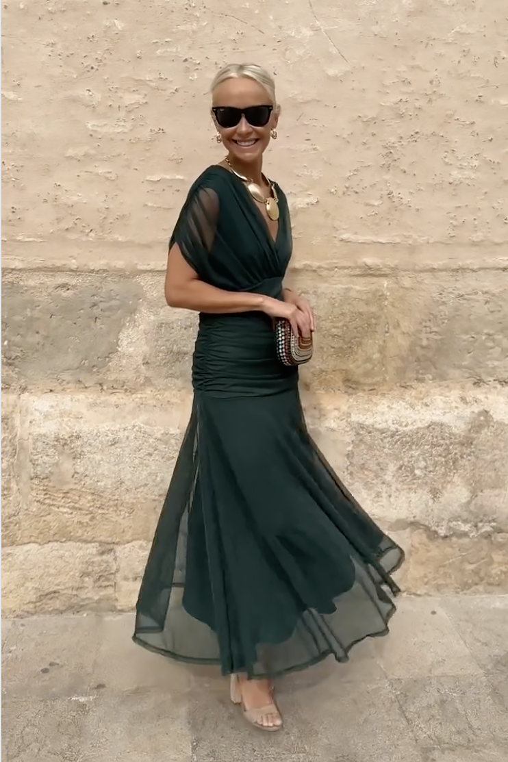 Louise - Vestido largo de fiesta con escote en V