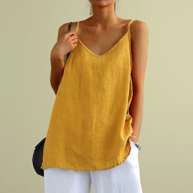 Inmaculada-Camiseta sin mangas informal de color liso