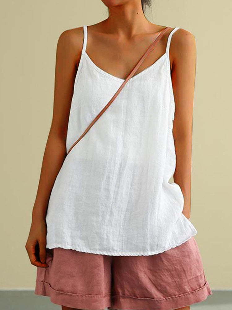 Inmaculada-Camiseta sin mangas informal de color liso