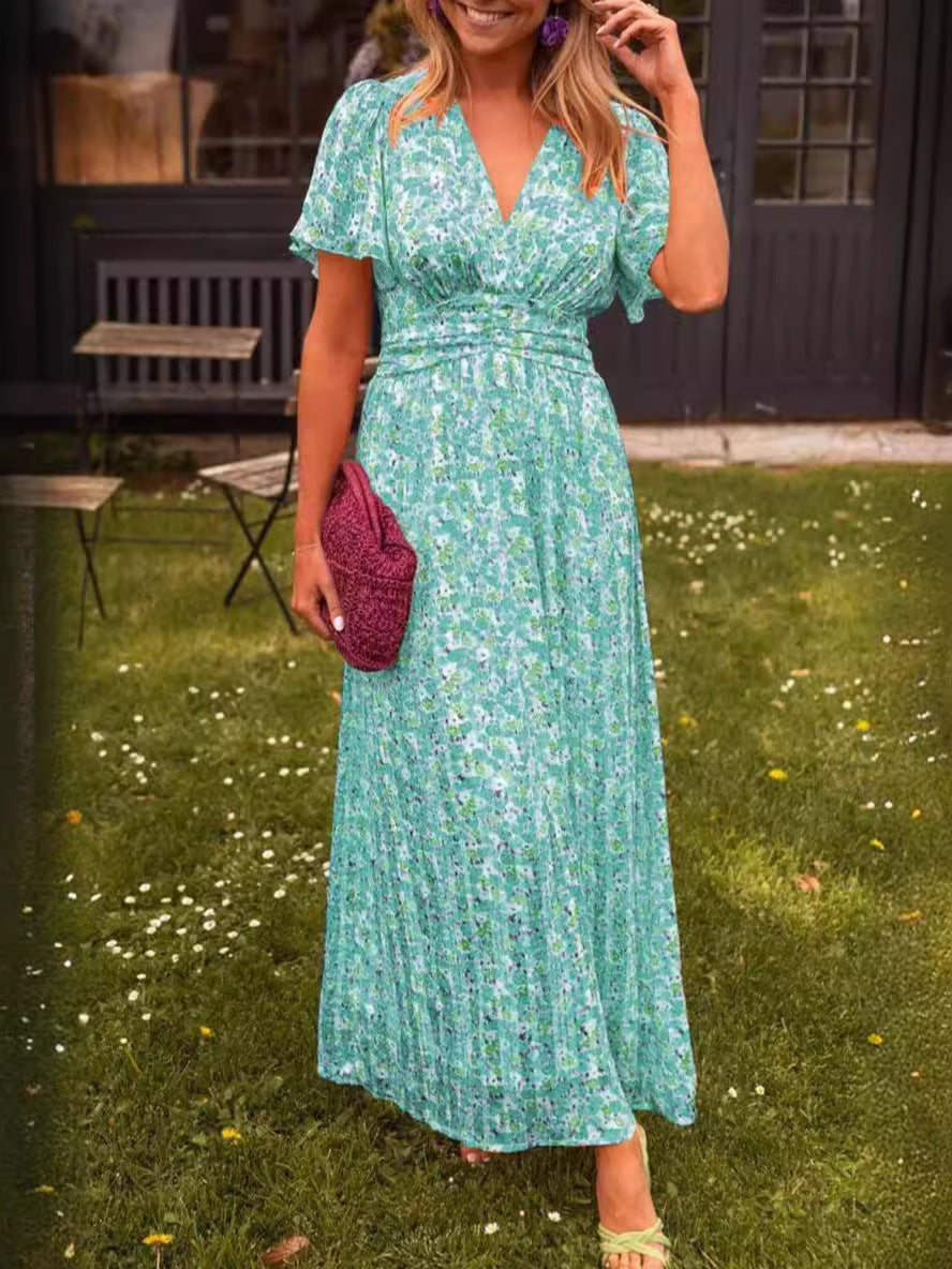 Élina - Vestido largo fluido con estampado floral