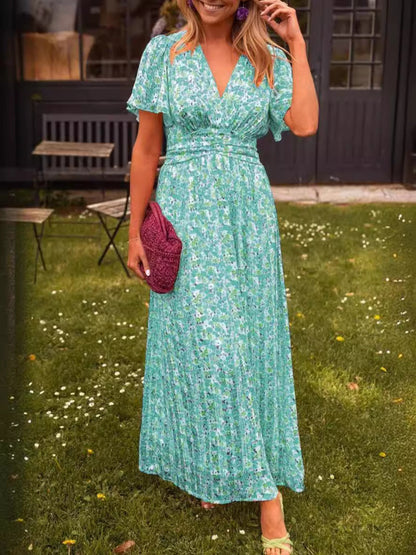 Élina - Vestido largo fluido con estampado floral