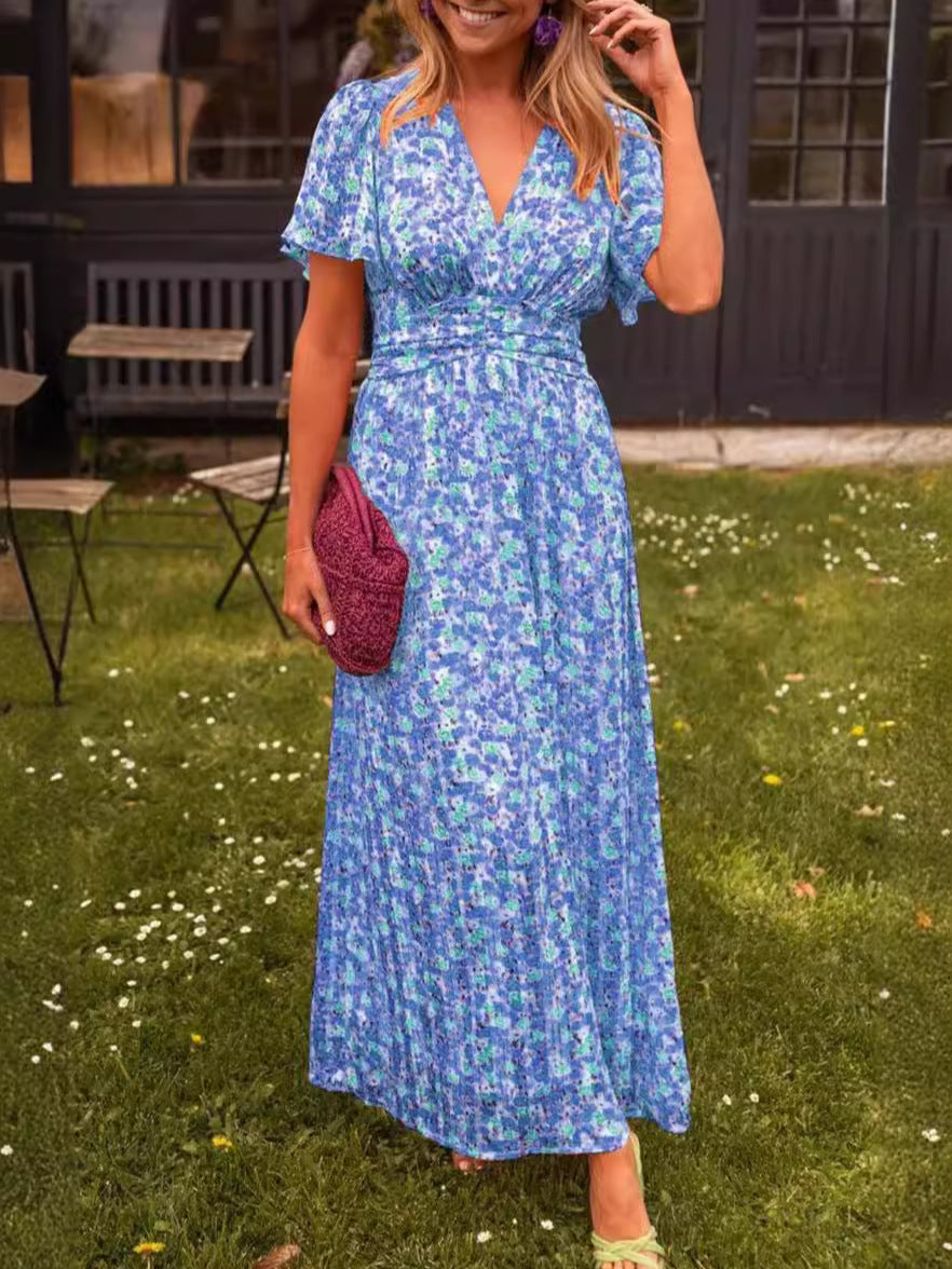 Élina - Vestido largo fluido con estampado floral