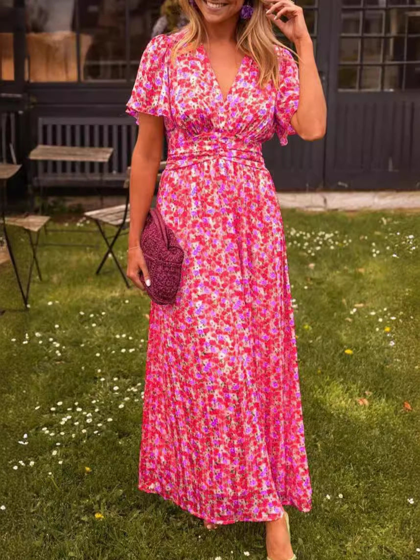 Élina - Vestido largo fluido con estampado floral