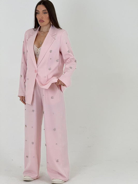 KATIA - Conjunto de chaqueta y pantalón con detalles de piedras