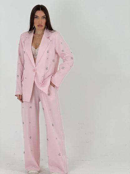 KATIA - Conjunto de chaqueta y pantalón con detalles de piedras