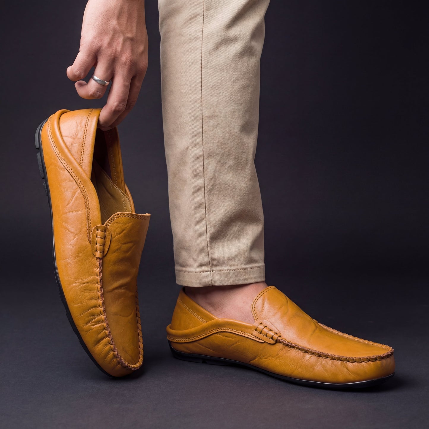 Jony-Mocasines de piel para hombre