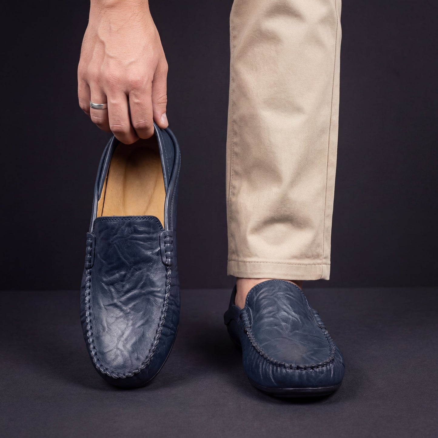 Jony-Mocasines de piel para hombre