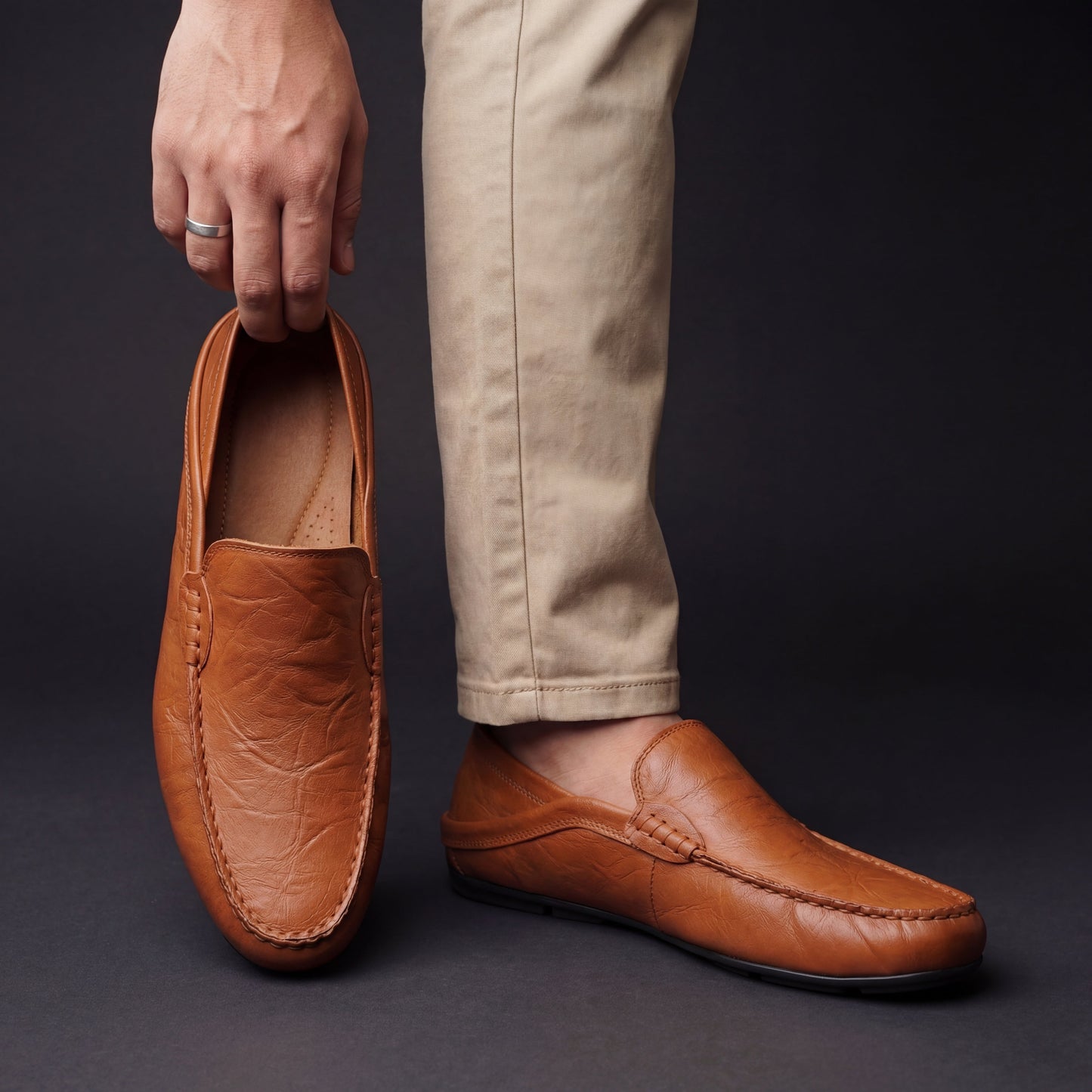 Jony-Mocasines de piel para hombre