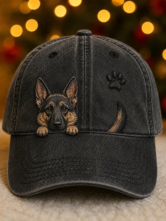 Gorra Unisex con Pastor Alemán y Huellas